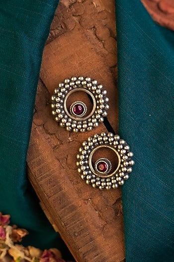 White Finish Kempstone Temple Dangler Earrings In Sterling Silver