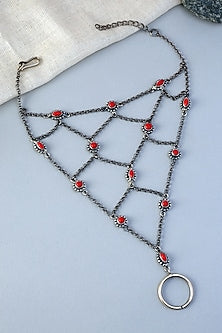 White Finish Coral Stone Bracelet In Sterling Silver