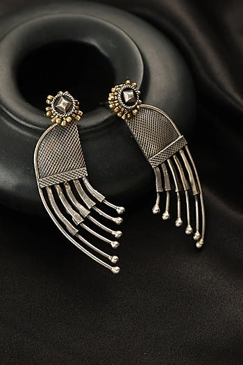 Two Tone Finish Dangler Earrings In Sterling Silver