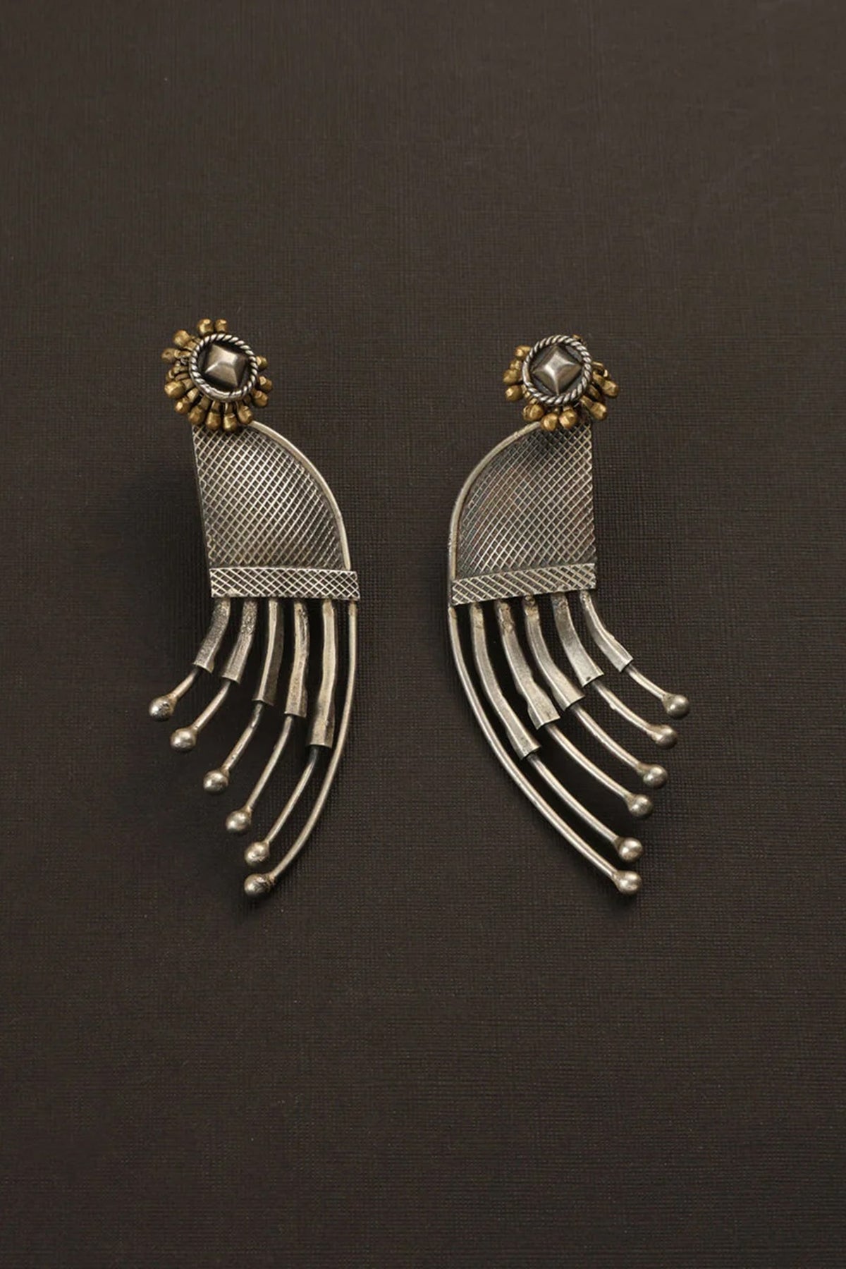 Two Tone Finish Dangler Earrings In Sterling Silver
