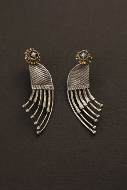 Two Tone Finish Dangler Earrings In Sterling Silver
