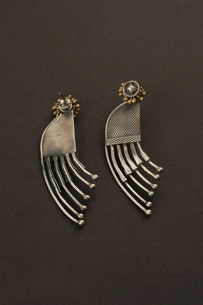 Two Tone Finish Dangler Earrings In Sterling Silver