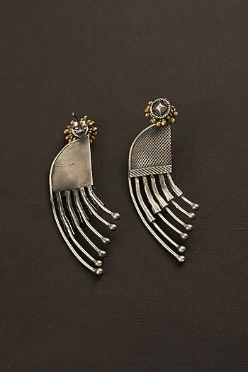 Two Tone Finish Dangler Earrings In Sterling Silver
