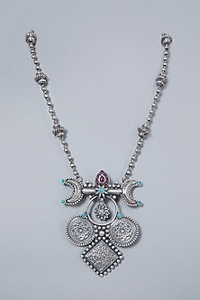 White Finish Long Necklace In Sterling Silver