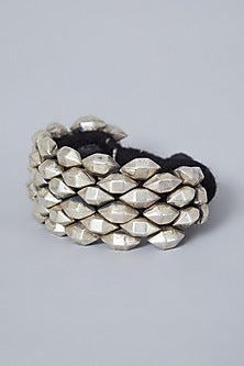 White Finish Hand Cuff In Sterling Silver