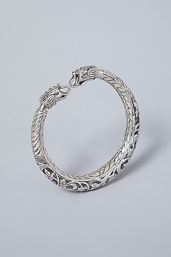 White Finish Kada In Sterling Silver