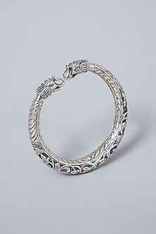 White Finish Kada In Sterling Silver