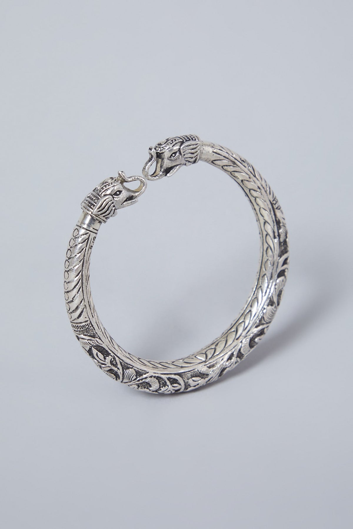White Finish Kada In Sterling Silver