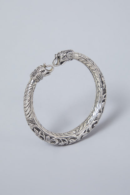 White Finish Kada In Sterling Silver