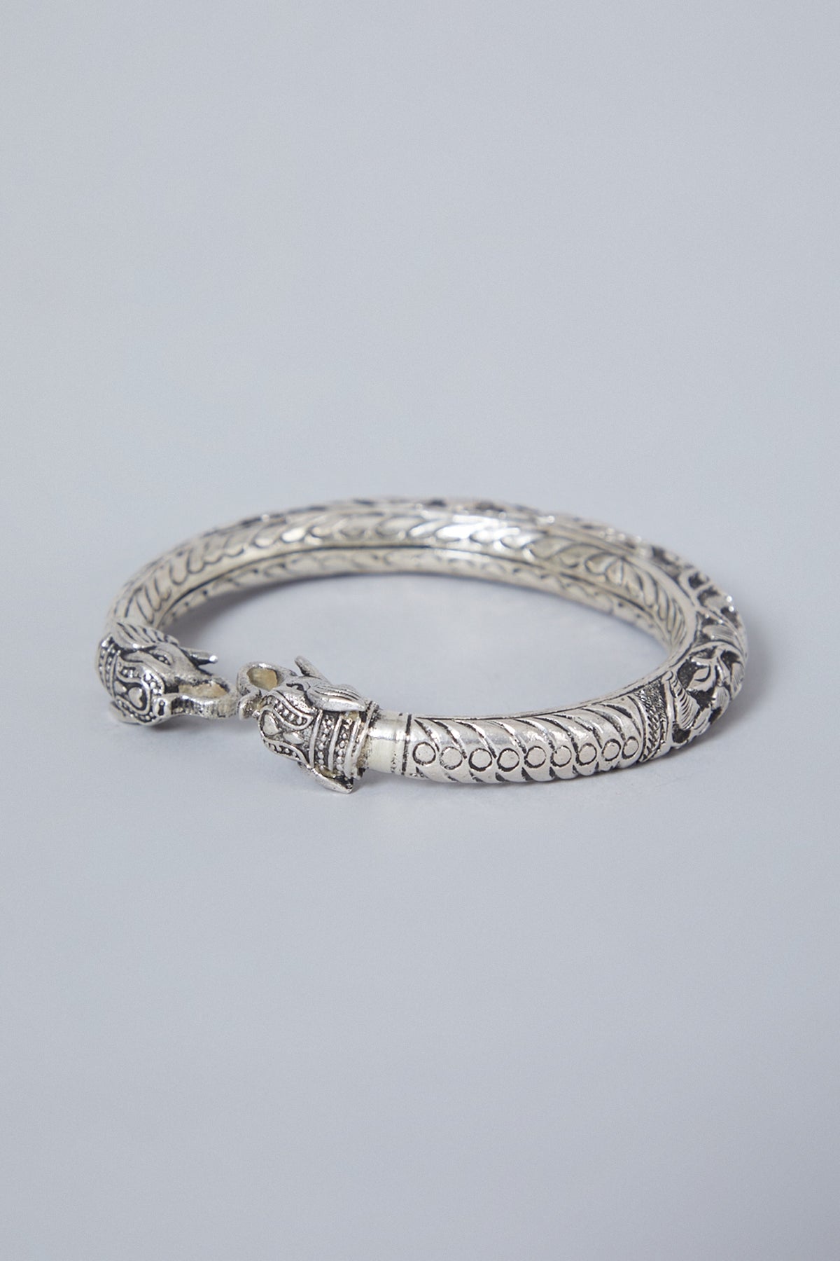 White Finish Kada In Sterling Silver