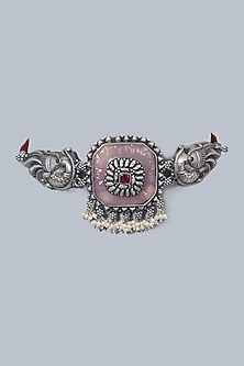 White Finish Handcrafted Choker In Sterling Silver