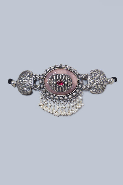 White Finish Pearl Choker In Sterling Silver