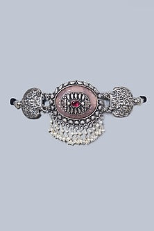 White Finish Pearl Choker In Sterling Silver