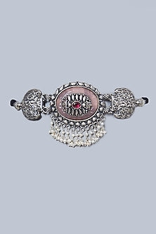 White Finish Pearl Choker In Sterling Silver