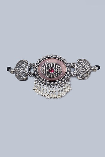 White Finish Pearl Choker In Sterling Silver
