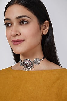 White Finish Pearl Choker In Sterling Silver
