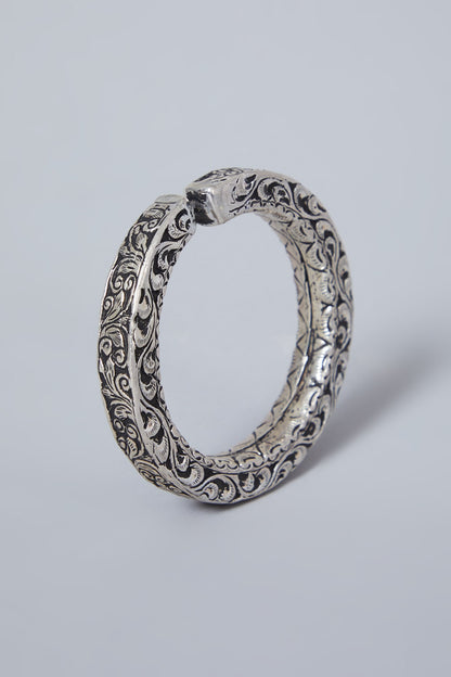 White Finish Handcrafted Kada In Sterling Silver