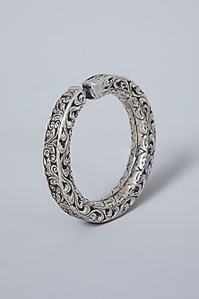 White Finish Handcrafted Kada In Sterling Silver
