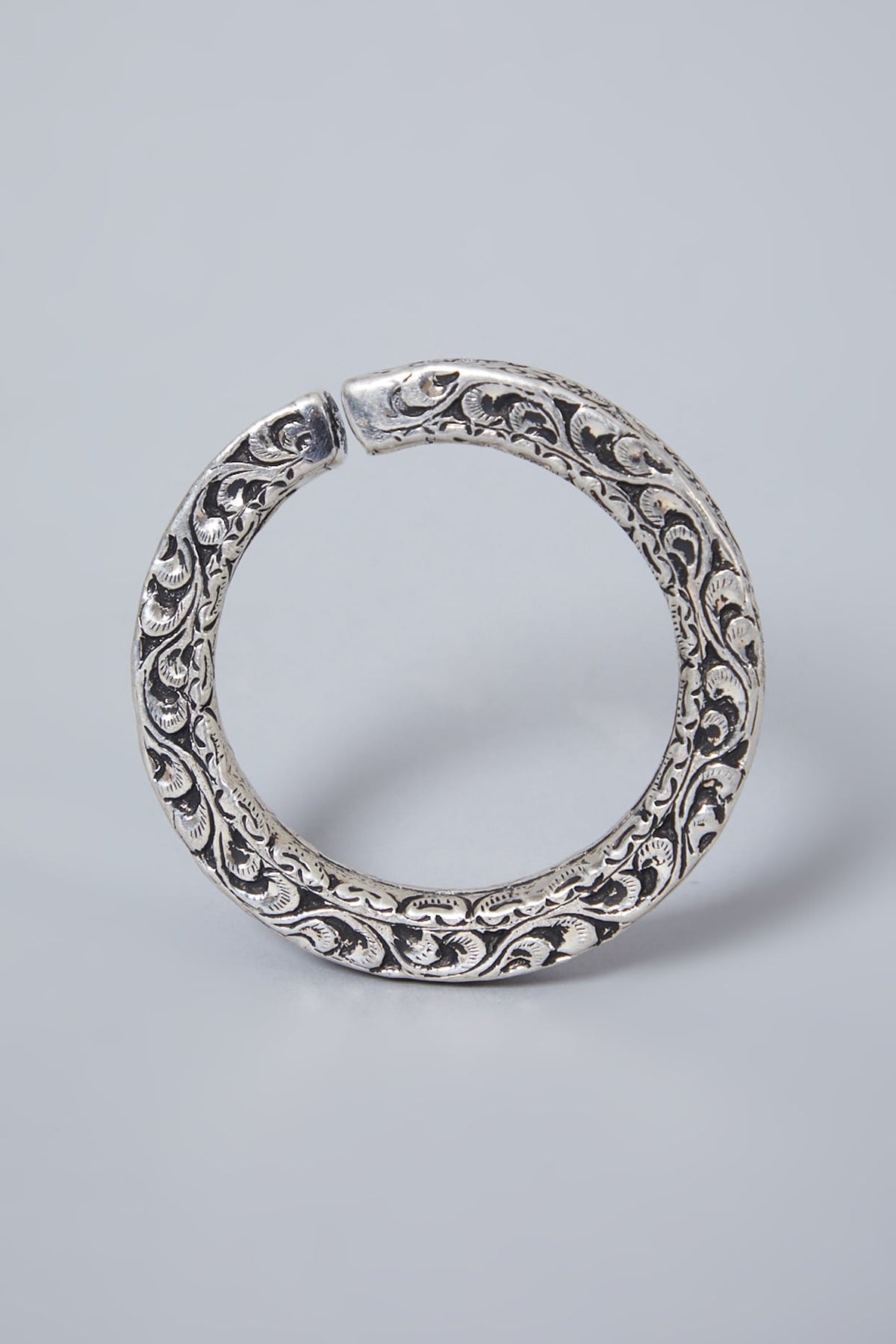 White Finish Handcrafted Kada In Sterling Silver