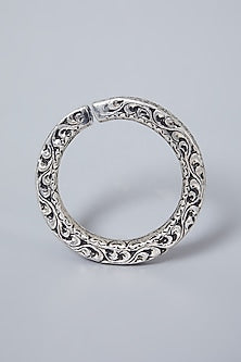 White Finish Handcrafted Kada In Sterling Silver