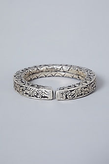 White Finish Handcrafted Kada In Sterling Silver