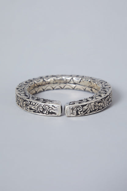 White Finish Handcrafted Kada In Sterling Silver