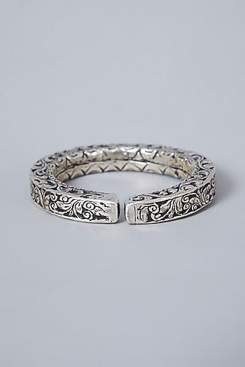 White Finish Handcrafted Kada In Sterling Silver