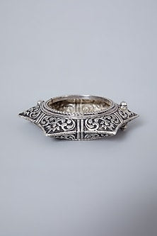 White Finish Handcrafted Star Kada In Sterling Silver