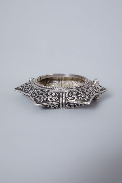 White Finish Handcrafted Star Kada In Sterling Silver