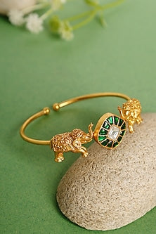 Gold Finish Elephant Motif Openable Temple Kada