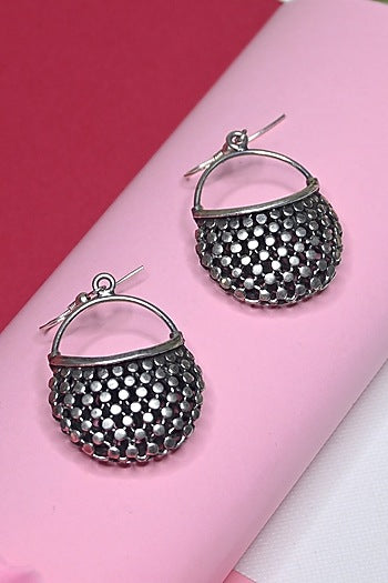 White Finish Temple Dangler Earrings In Sterling Silver