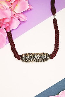 White Finish Tribal Long Necklace In Sterling Silver