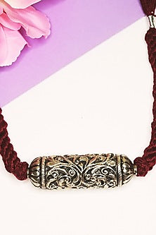 White Finish Tribal Long Necklace In Sterling Silver