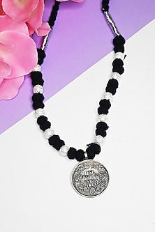 White Finish Tribal Necklace In Sterling Silver