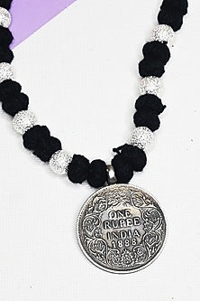 White Finish Tribal Necklace In Sterling Silver