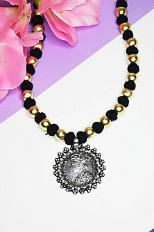 Two Tone Finish Tribal Necklace In Sterling Silver