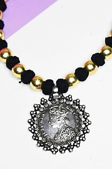 Two Tone Finish Tribal Necklace In Sterling Silver