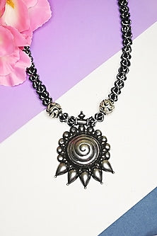 White Finish Tribal Necklace In Sterling Silver
