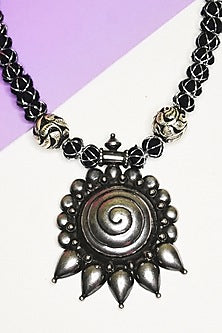 White Finish Tribal Necklace In Sterling Silver