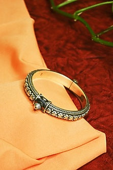 White Finish Tribal Cuff In Sterling Silver