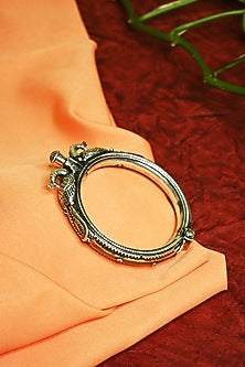 White Finish Tribal Cuff In Sterling Silver
