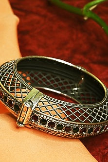 White Finish Tribal Cuff In Sterling Silver