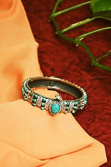 White Finish Tribal Cuff In Sterling Silver