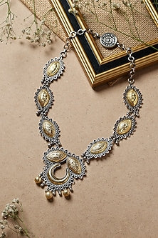 Two-Tone Finish Long Necklace In Sterling Silver