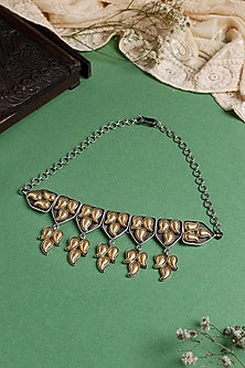 Two-Tone Finish Choker Necklace In Sterling Silver