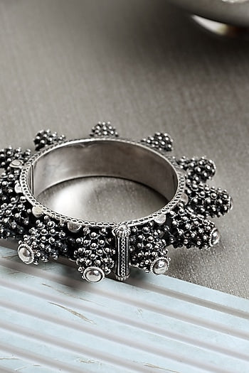 Silver Finish Vintage Kada In Sterling Silver