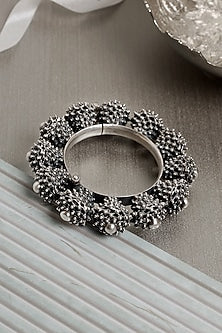 Silver Finish Intricate Kada In Sterling Silver