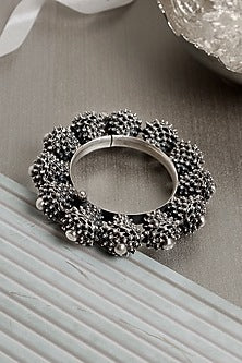 Silver Finish Intricate Kada In Sterling Silver