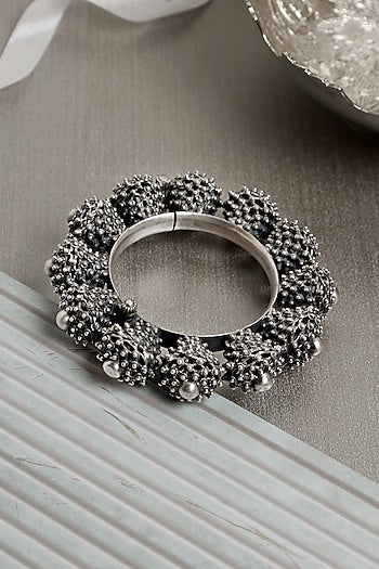 Silver Finish Intricate Kada In Sterling Silver