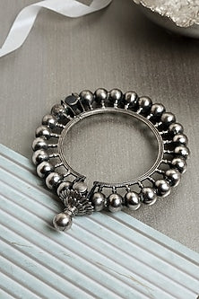 Silver Finish Gokhru Kada In Sterling Silver